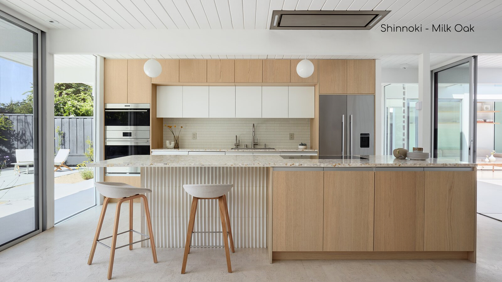 Custom Shinnoki Milk Oak cabinetry
