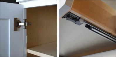 Hinges and drawer glides